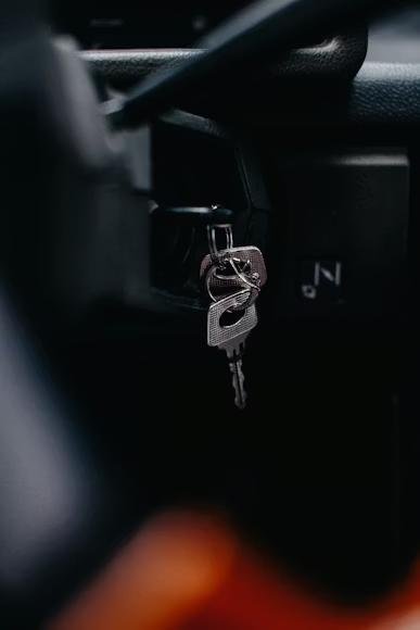 a key in a car’s ignition